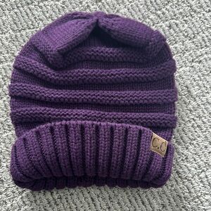 C.C Purple Knit Slouchy Beanie Hat